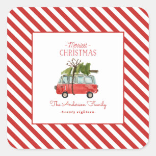 waterverf voor kerstmis vierkante sticker