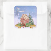 Waterverf voor kerstontbijtkoek van en naar vierkante sticker (Tas)