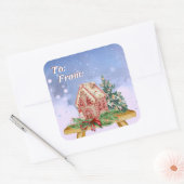 Waterverf voor kerstontbijtkoek van en naar vierkante sticker (Envelop)