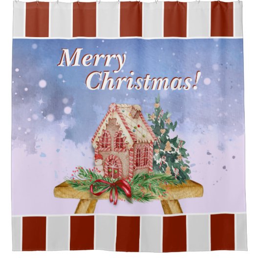 Waterverf voor kerstontbijtontbijt douchegordijn (Voorkant)