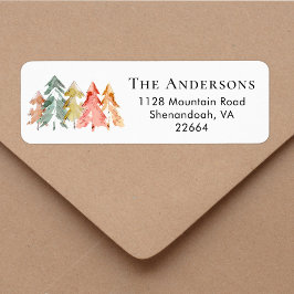 Waterverf voor kerstpine-structuur Retouradres Etiket