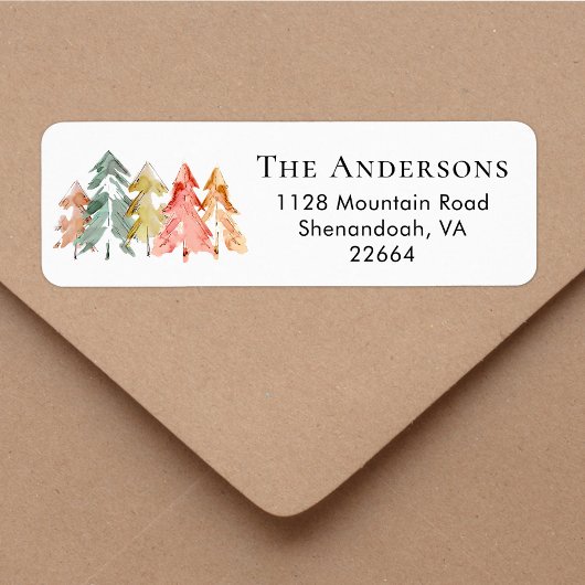 Waterverf voor kerstpine-structuur Retouradres Etiket