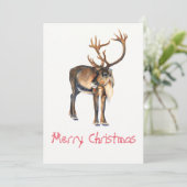 Waterverf voor kerstrendieren met handschrift Cara Feestdagenkaart (Staand voorkant)