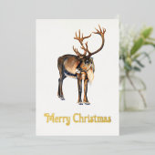 Waterverf voor kerstrendieren met handschrift Cara Folie Feestdagenkaart (Staand Voorkant)