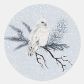 Waterverf voor kerstwitte boompinctuur ronde sticker (Voorkant)