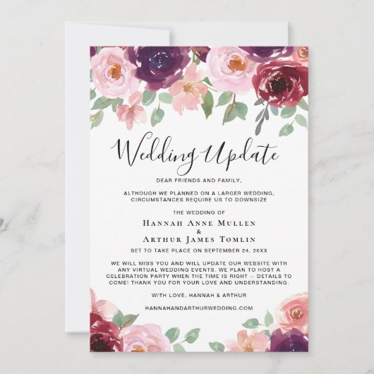 Waterverf voor kleinere bruiloft aankondiging (Voorkant)