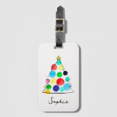 Waterverf voor kleurrijke kerstbomen bagagelabel (Voorkant (verticaal))
