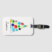 Waterverf voor kleurrijke kerstbomen bagagelabel (Voorkant (horizontaal))