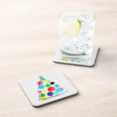 Waterverf voor kleurrijke kerstbomen bier onderzetter (Rechterzijde)