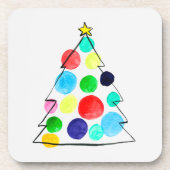 Waterverf voor kleurrijke kerstbomen bier onderzetter (Voorkant)