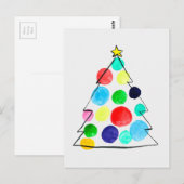 Waterverf voor kleurrijke kerstbomen briefkaart (Voorkant / Achterkant)