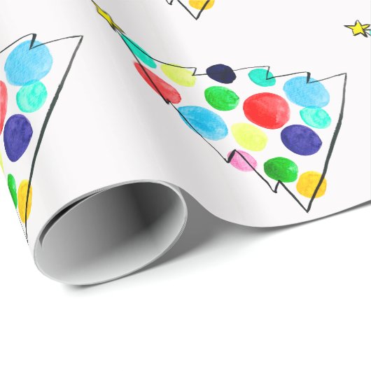 Waterverf voor kleurrijke kerstbomen cadeaupapier (Rol Hoek)