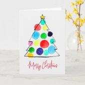 Waterverf voor kleurrijke kerstbomen kaart (Gele Bloem)