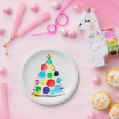 Waterverf voor kleurrijke kerstbomen papieren bordje (Feest)