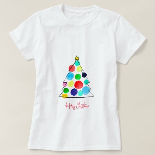 Waterverf voor kleurrijke kerstbomen t-shirt (Design voorkant)