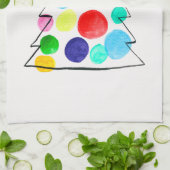 Waterverf voor kleurrijke kerstbomen theedoek (Gevouwen)