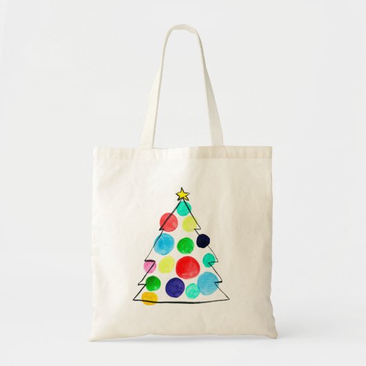 Waterverf voor kleurrijke kerstbomen tote bag (Voorkant)