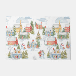 Waterverf voor kleurrijke kerstfeestdagen deurmat