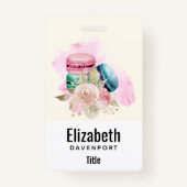 Waterverf voor kleurrijke Macarons en bloemen Badge (Voorkant)
