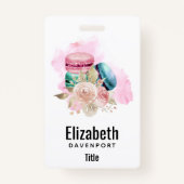 Waterverf voor kleurrijke Macarons en bloemen Badge (Achterkant)