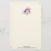 Waterverf voor kleurrijke Macarons en bloemen Briefpapier (Voorkant / Achterkant)