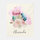Waterverf voor kleurrijke Macarons en bloemen Fleece Deken (Voorkant)