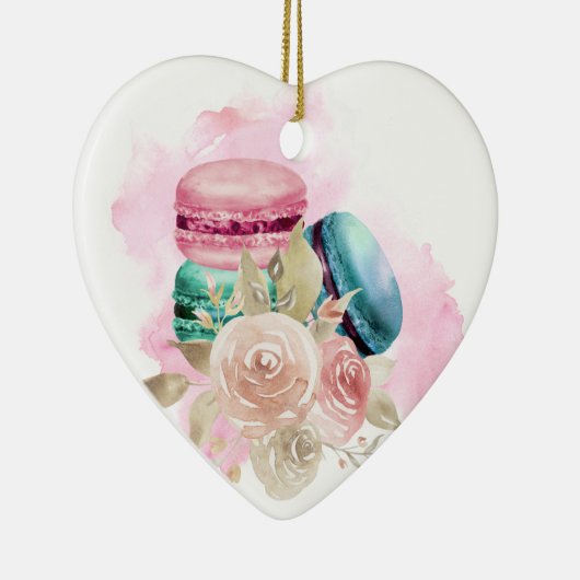 Waterverf voor kleurrijke Macarons en bloemen Keramisch Ornament (Rechts)