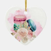Waterverf voor kleurrijke Macarons en bloemen Keramisch Ornament (Voorkant)