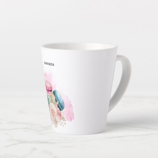 Waterverf voor kleurrijke Macarons en bloemen Latte Mok (Rechterhoek)