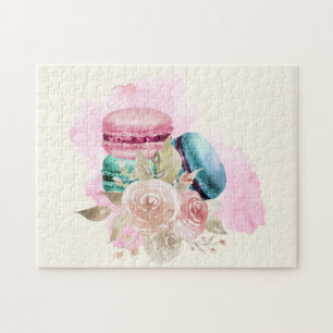 Waterverf voor kleurrijke Macarons en bloemen Legpuzzel