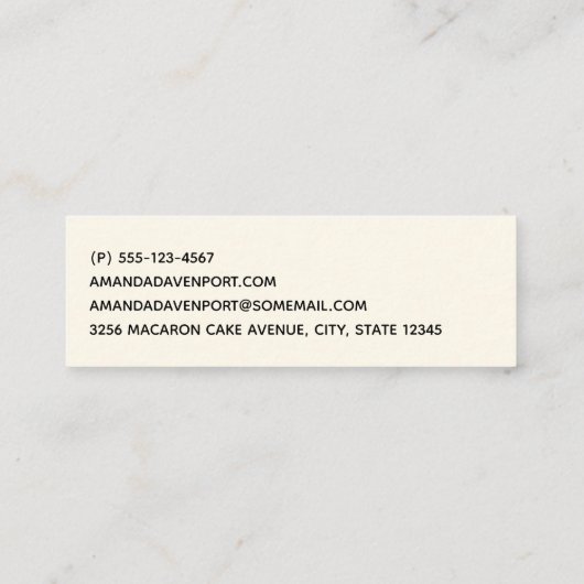 Waterverf voor kleurrijke Macarons en bloemen Mini Visitekaartje (Achterkant)