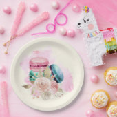 Waterverf voor kleurrijke Macarons en bloemen Papieren Bordje (Feest)