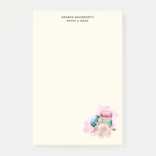 Waterverf voor kleurrijke Macarons en bloemen Post-it® Notes (Voorkant)