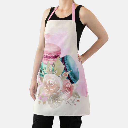 Waterverf voor kleurrijke Macarons en bloemen Schort (Insitu)
