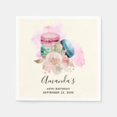 Waterverf voor kleurrijke Macarons en bloemen Servet (Voorkant)