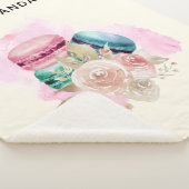 Waterverf voor kleurrijke Macarons en bloemen Sherpa Deken (3/4)