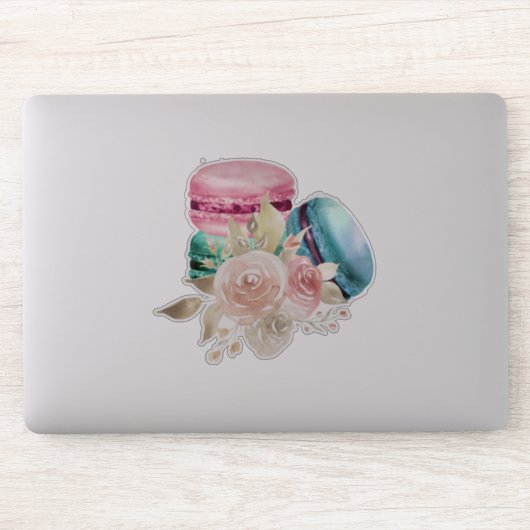 Waterverf voor kleurrijke Macarons en bloemen Sticker (Computer)