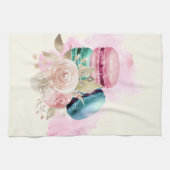 Waterverf voor kleurrijke Macarons en bloemen Theedoek (Horizontaal)