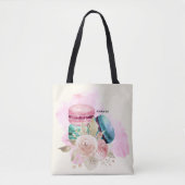 Waterverf voor kleurrijke Macarons en bloemen Tote Bag (Voorkant)