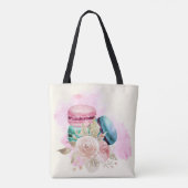 Waterverf voor kleurrijke Macarons en bloemen Tote Bag (Achterkant)