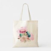Waterverf voor kleurrijke Macarons en bloemen Tote Bag (Achterkant)