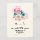 Waterverf voor kleurrijke Macarons en bloemen Uitnodiging Briefkaart (Voorkant)
