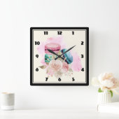 Waterverf voor kleurrijke Macarons en bloemen Vierkante Klok (Huis)