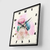 Waterverf voor kleurrijke Macarons en bloemen Vierkante Klok (Hoek)