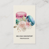 Waterverf voor kleurrijke Macarons en bloemen Visitekaartje (Voorkant)