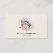 Waterverf voor kleurrijke Macarons en bloemen Visitekaartje (Voorkant)