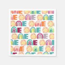 Waterverf voor kleurrijke regenboog en zondagen 1s servet