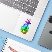 Waterverf voor kleurrijke regenbooganzen sticker (Laptop met iPhone)