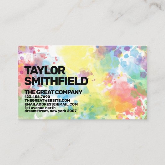 Waterverf voor kleurrijke regenboogverf visitekaartje (Voorkant)