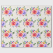 Waterverf voor kleurrijke Rozen Floral Pattern Cadeaupapier (Vlak)